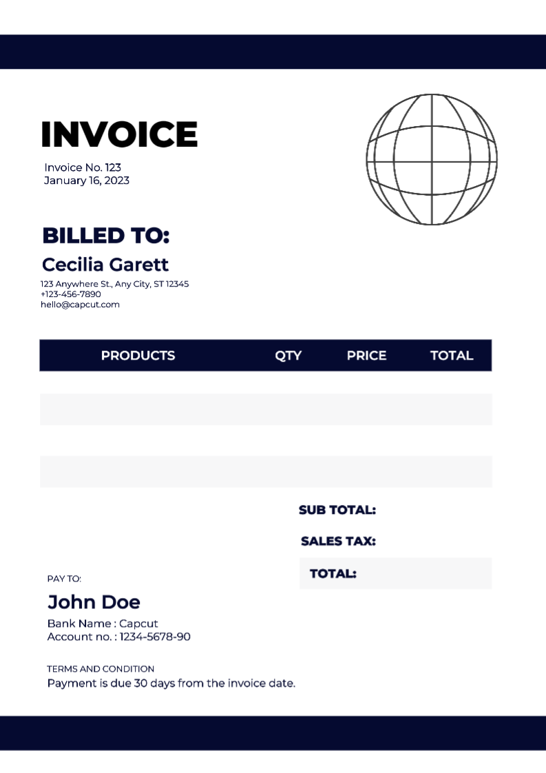 Invoice  Black and White