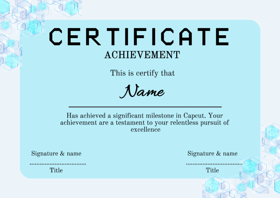 CERTIFICADO NO COMERCIALIZADO DE Logro azul minimalista