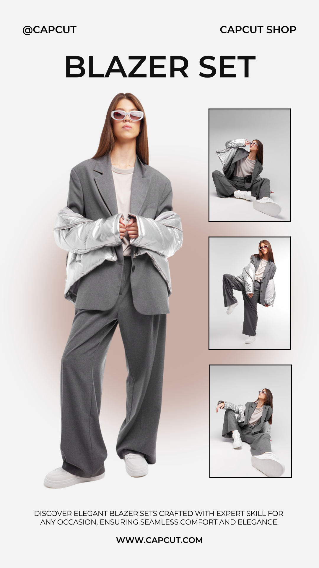 Marketing Roupas Exibição Produto Instagram Story Blazer Set Grey
