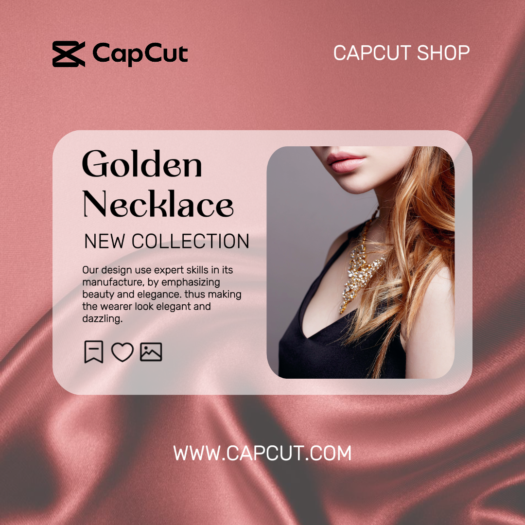 Publicación de Instagram de productos de exhibición de joyas de marketing - Collar dorado