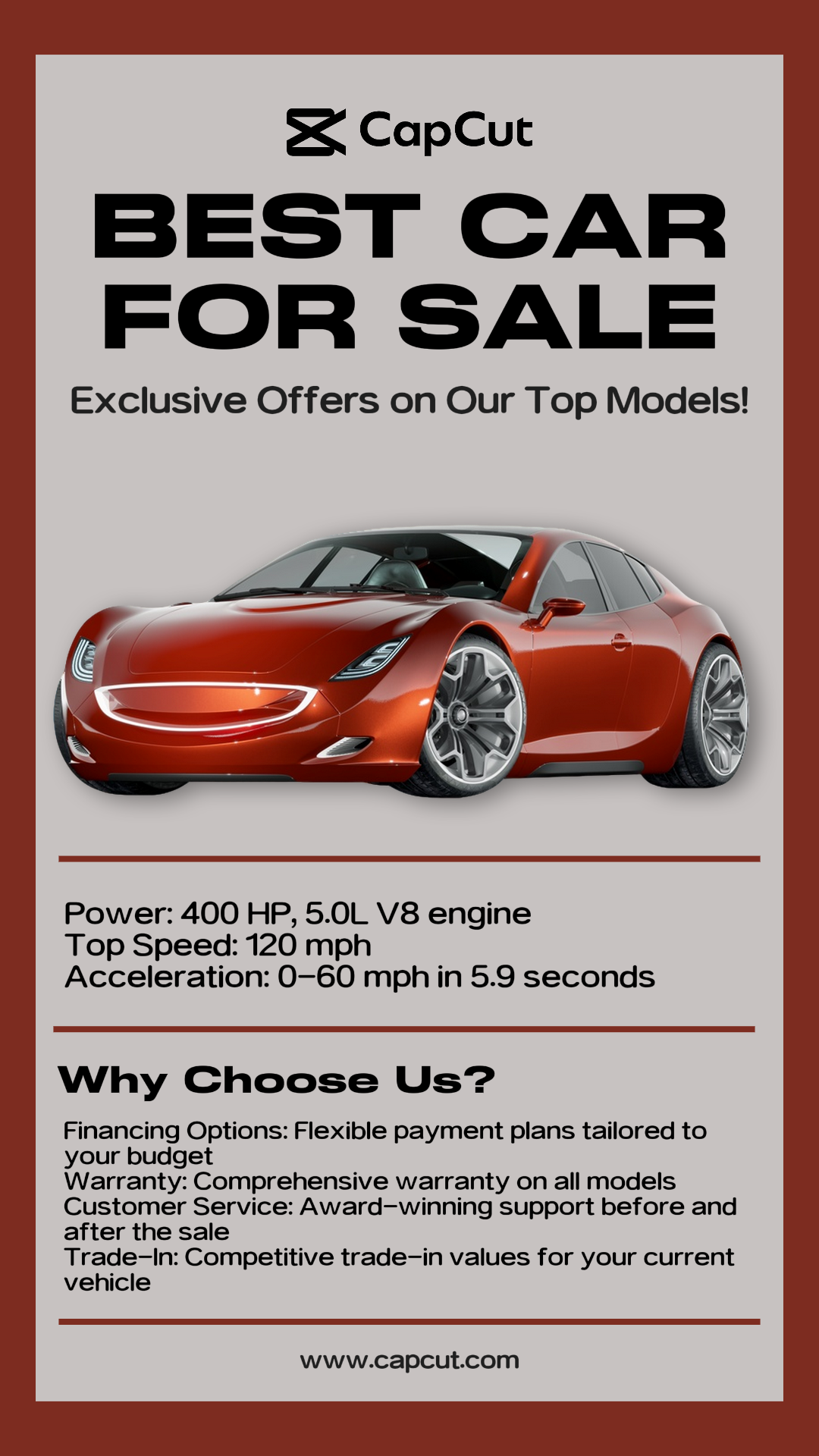 Cars - Marketing Poster Best Car Sale Instagram Story Brown