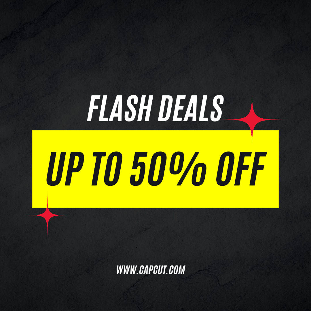 Facebook Ads - Marketing Poster Instagram Post Eye-catching Style Flash Deals Black and Neon Yellow