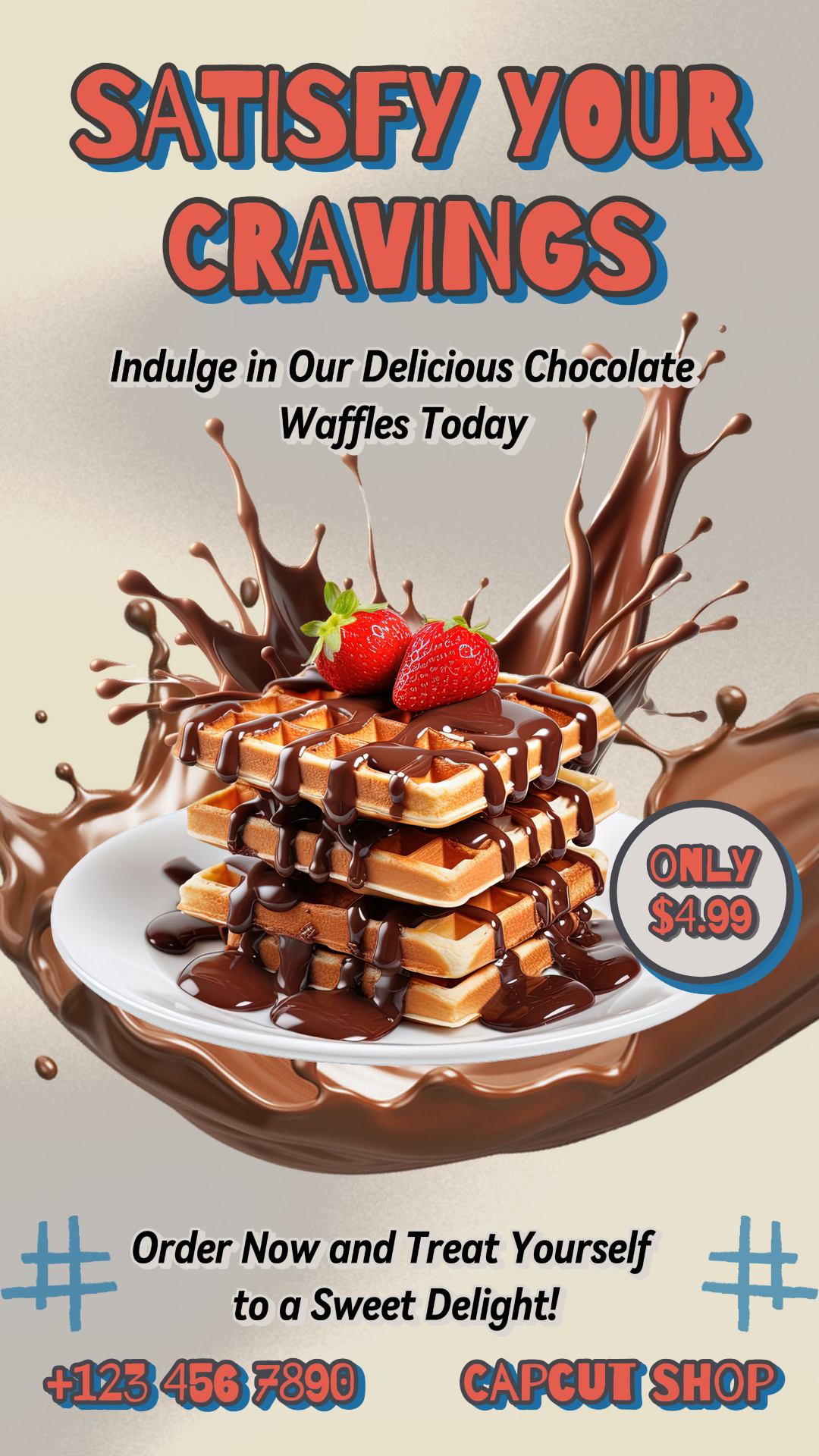 Cartel de marketing de alimentos Historia de Instagram - Gofres de chocolate