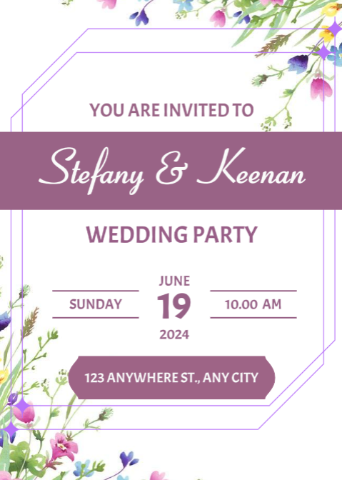 Non-marketing wedding party purple with flower