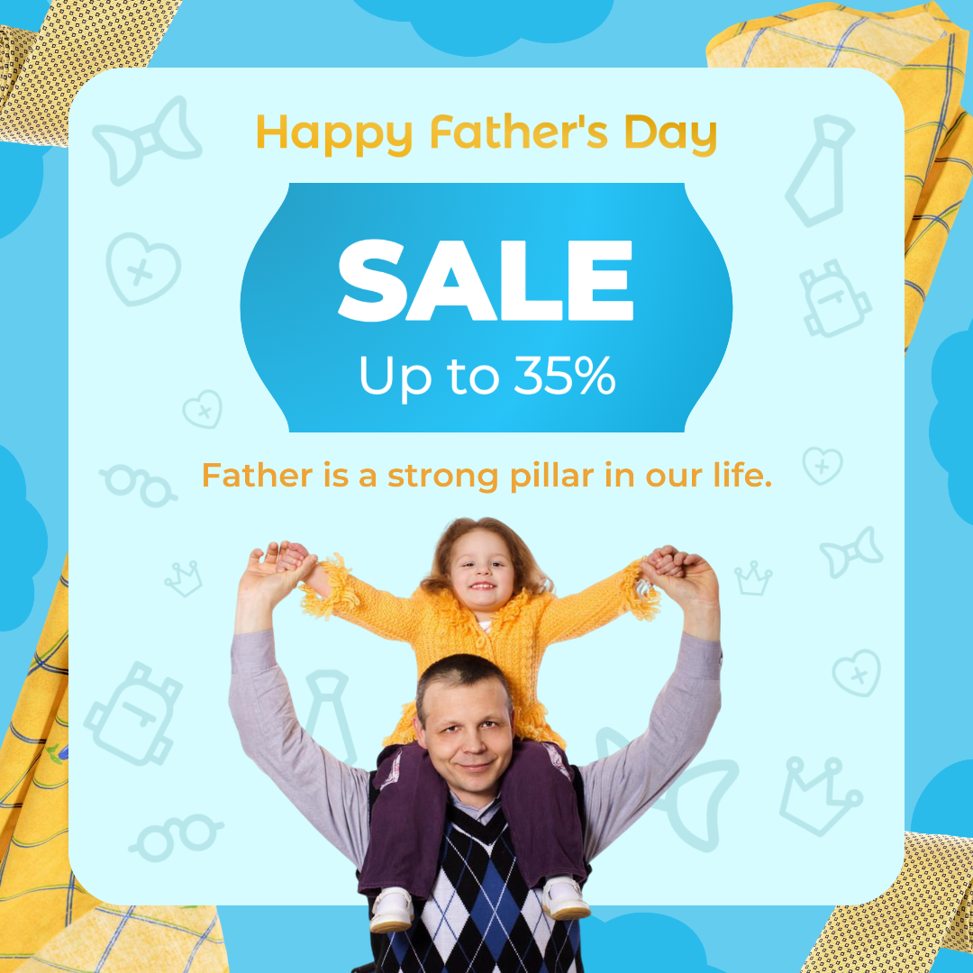 Father's Day Marketing Poster Sale Instagram Post Yellow Blue 