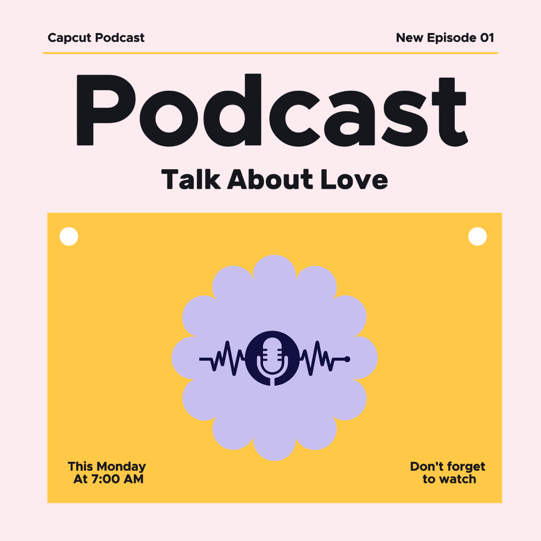 - Póster de podcast de entretenimiento, publicación de instagram en negro y amarillo