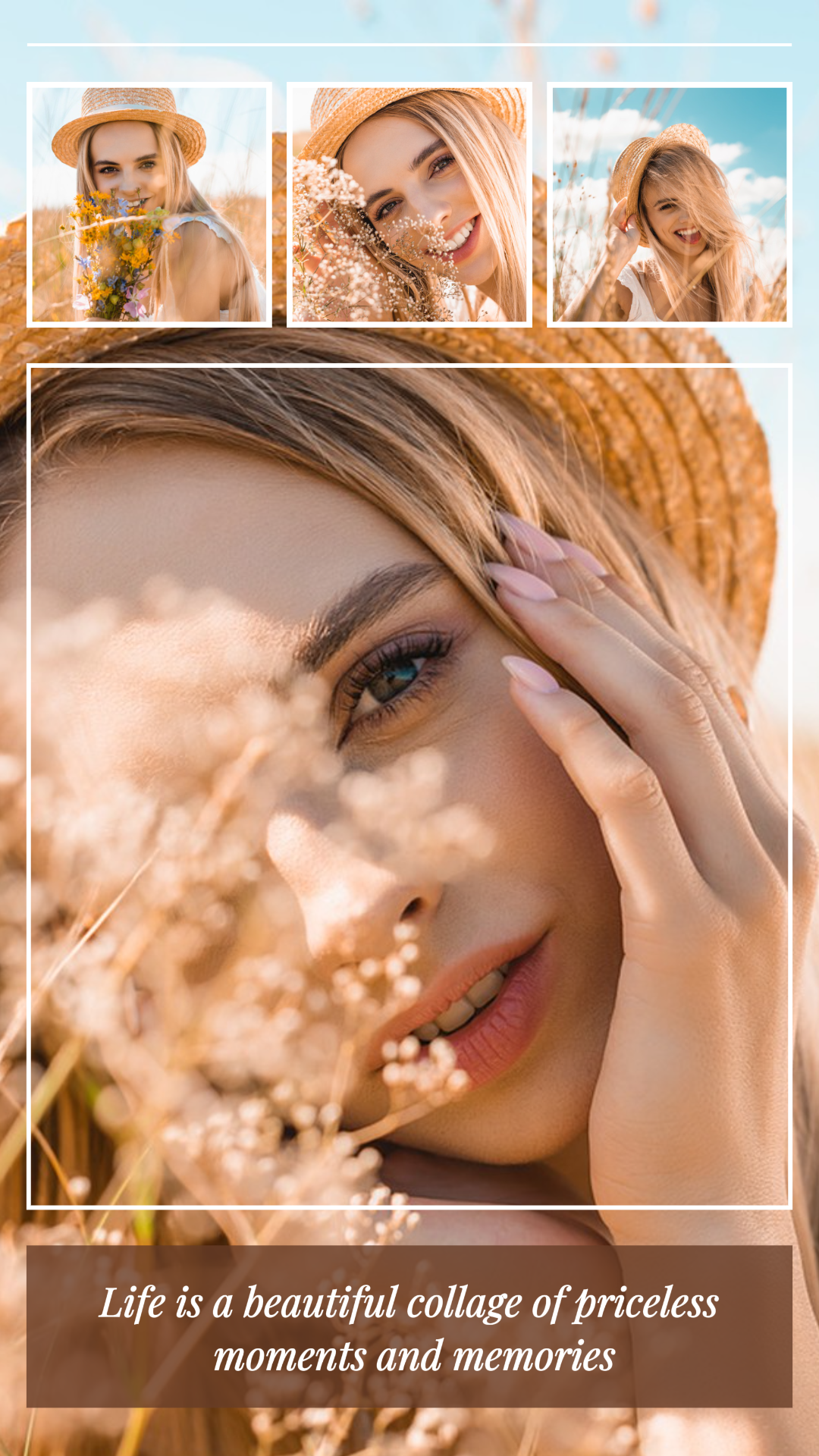 collage minimaliste affiche créative histoire instagram album photo personnel marron blanc