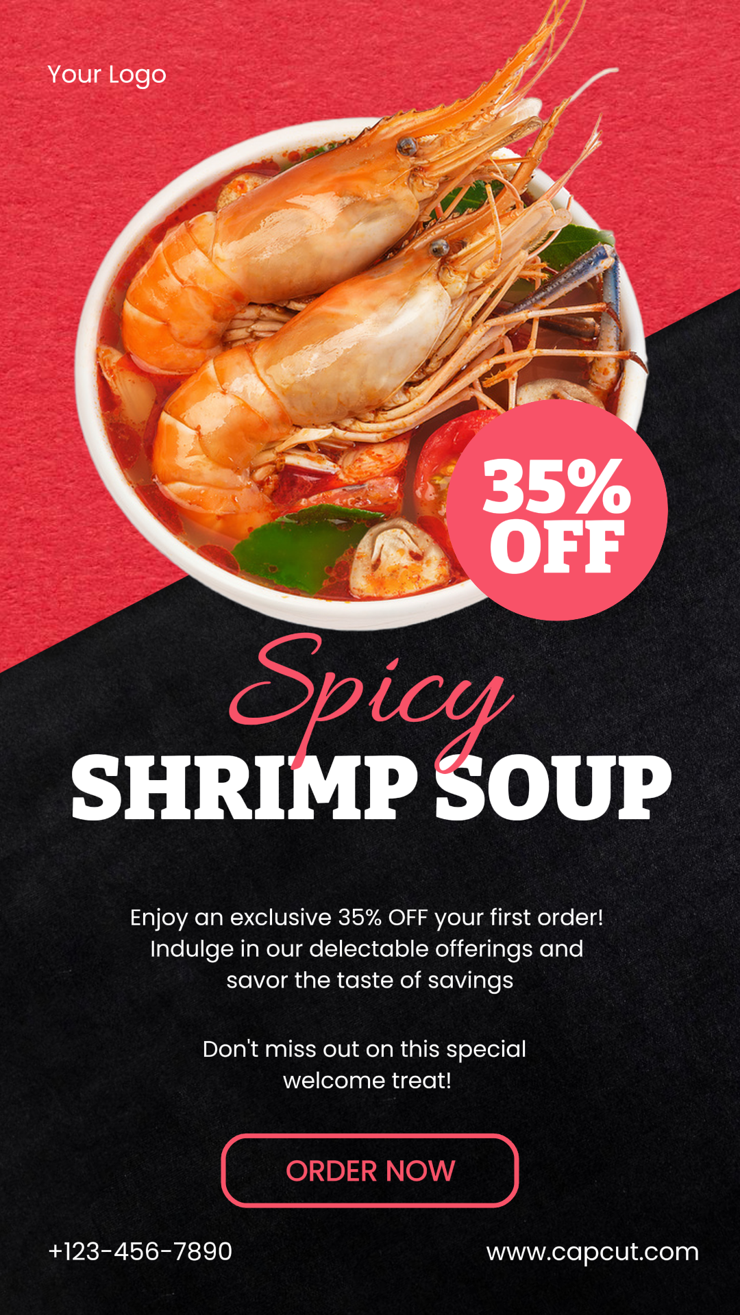 Promotion alimentaire Restaurant de fruits de mer Histoire Instagram