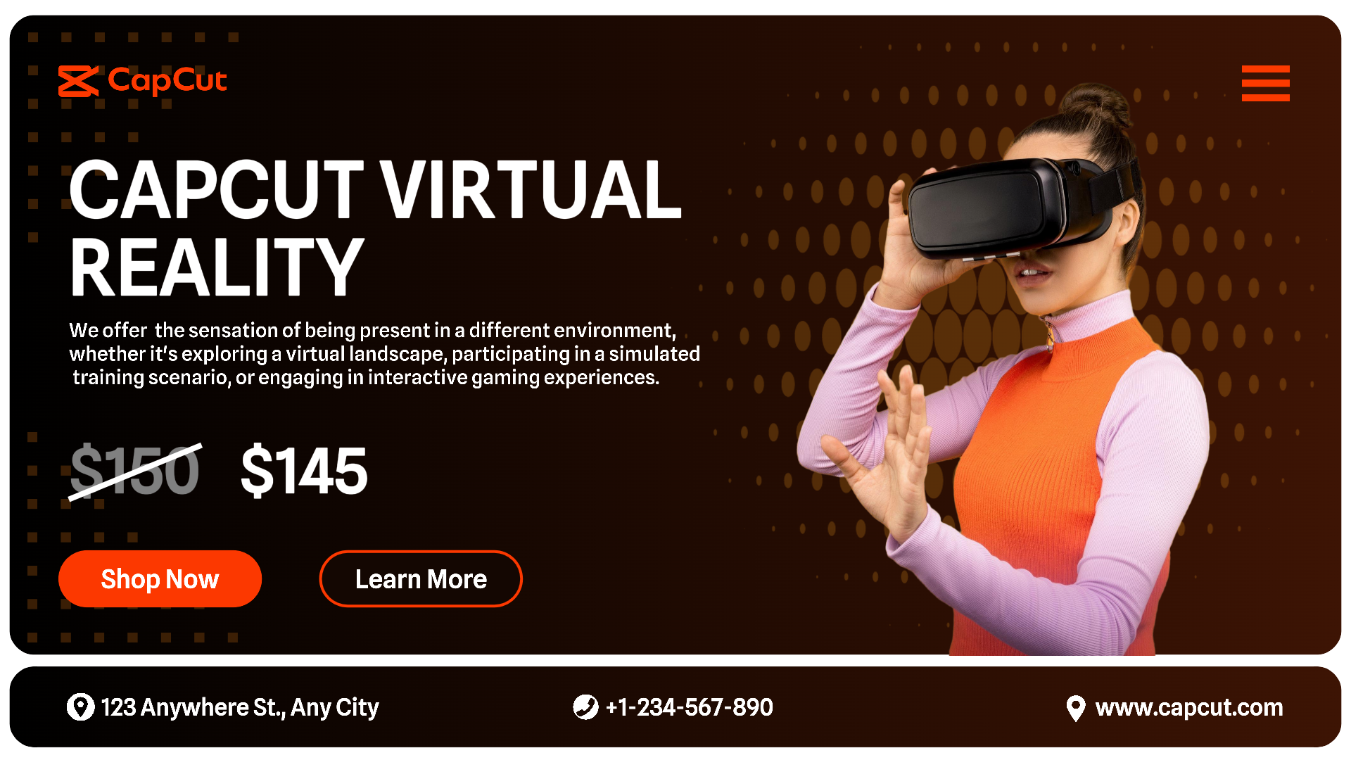 Tech Virtual Reality Web Header Orange Black