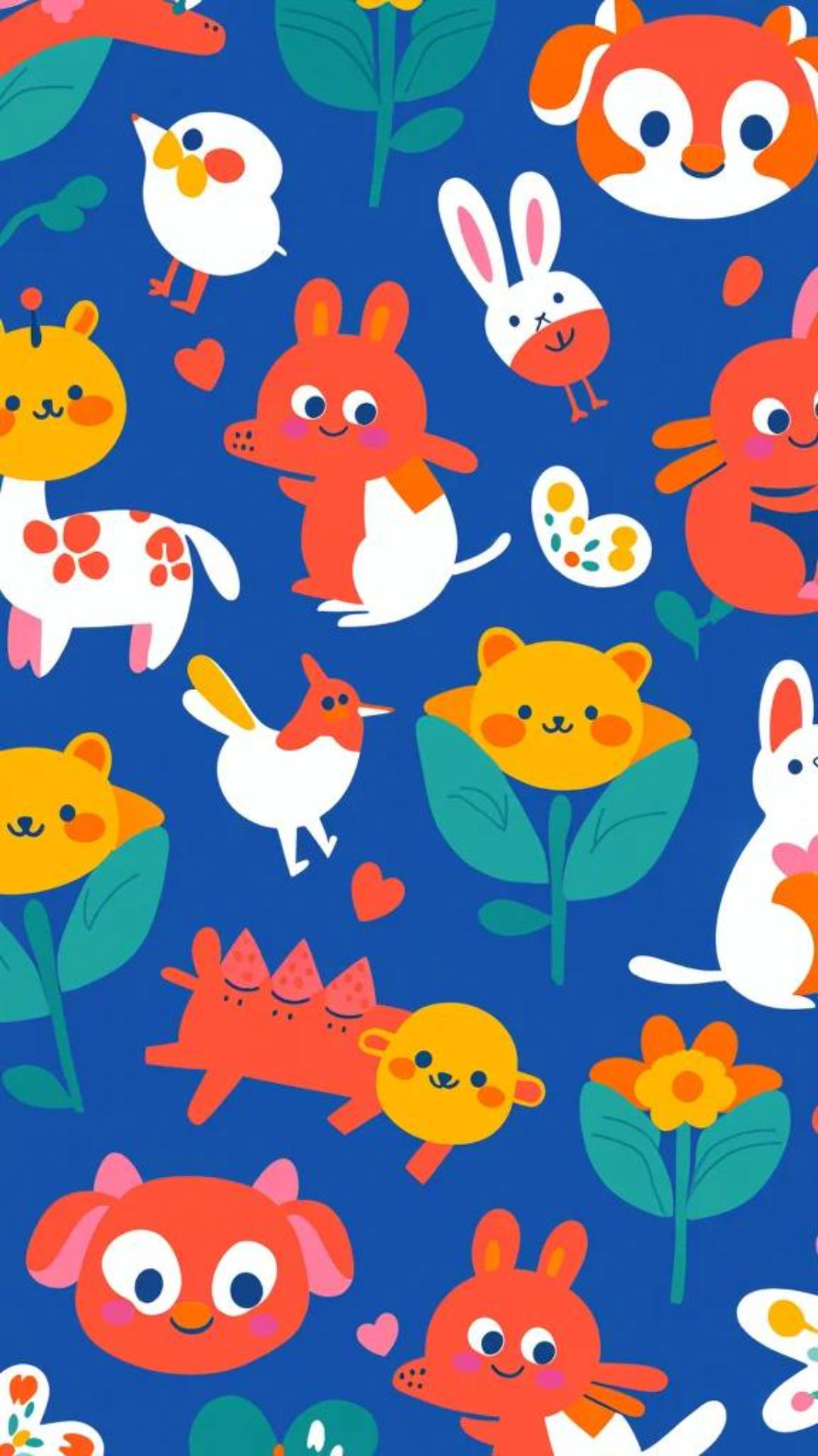 Fondo de pantalla Cartel creativo Animal lindo y flores