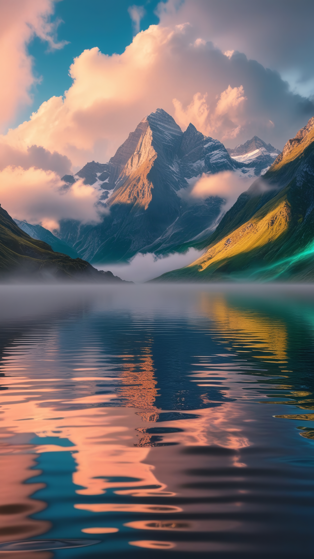 Wallpaper Mountain Lake and Clouds Instagram Story