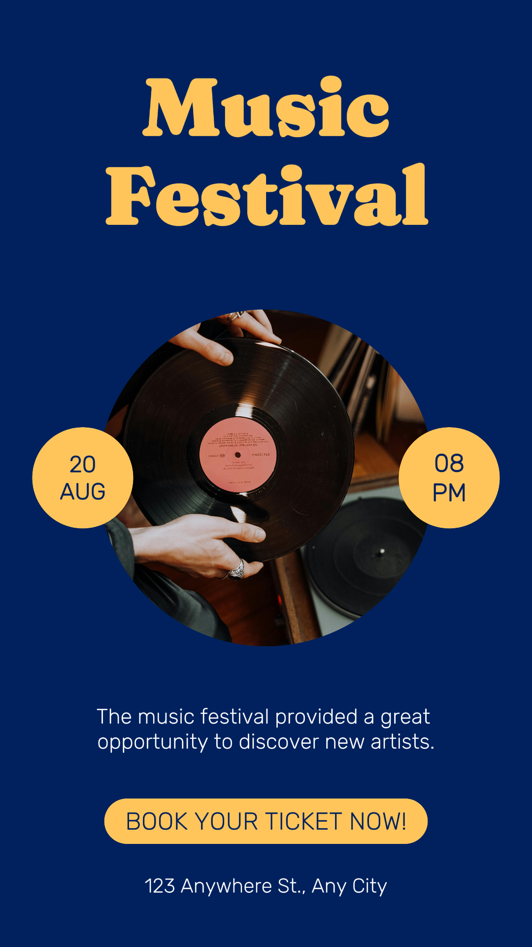 Entertainment music festival tiktok retro style navy and yellow