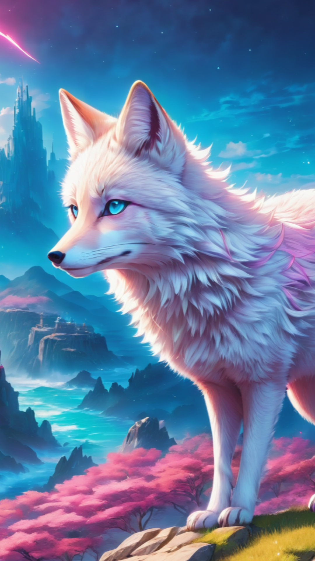 Papel de parede criativo lobo branco