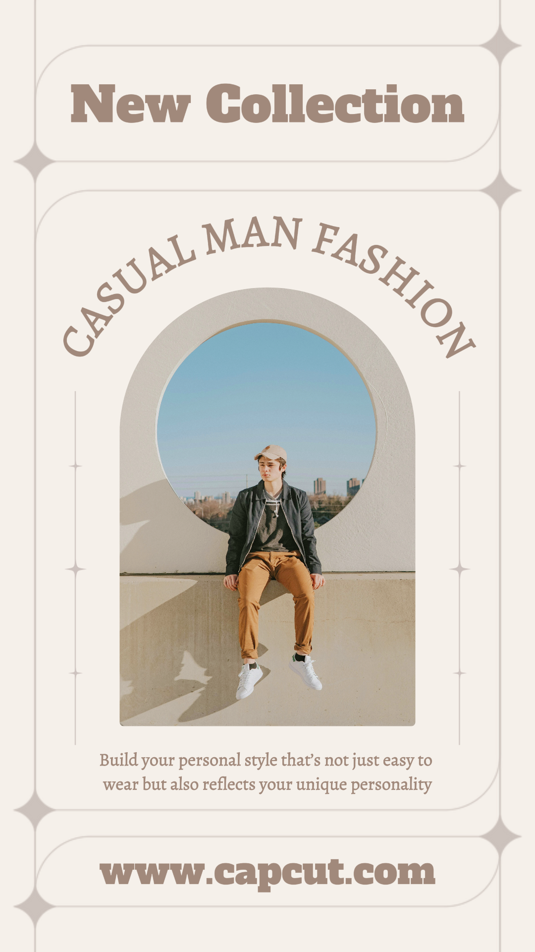 Kleidung und Schuhe Marketing Poster Instagram Story Casual Man Fashion Minimalist Cream