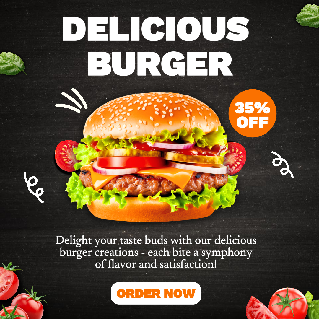 Cartel de marketing Delicious Burger Anuncios de Facebook