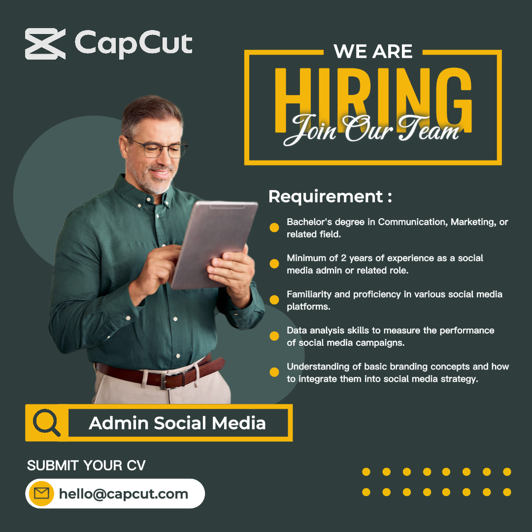 We Are Hiring Admin Social Media Instagram Post Green Yellow