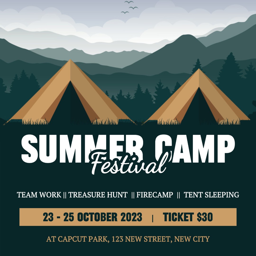 Promoción del Festival del Campamento de Verano Publicación de Instagram