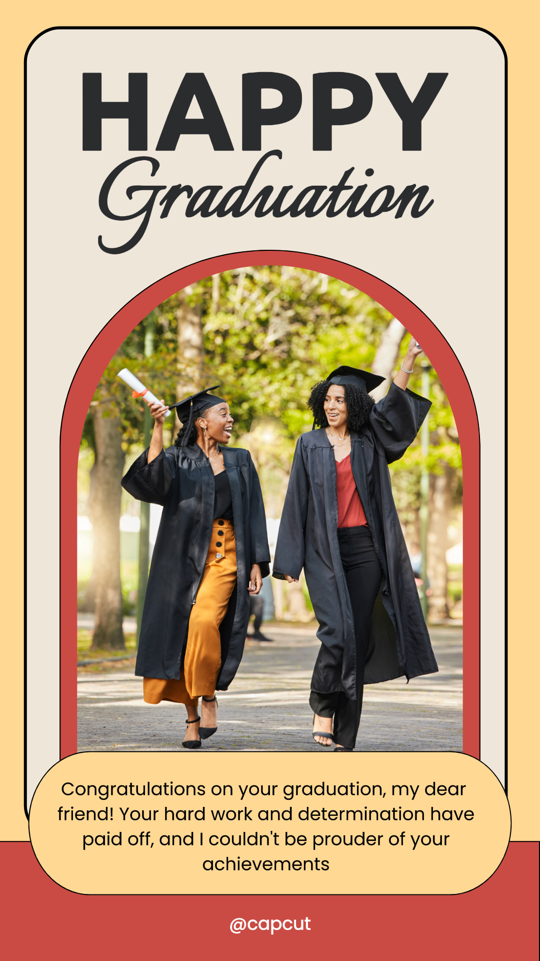 Saison de remise des diplômes - Affiche créative Joyeuse remise des diplômes TikTok Jaune