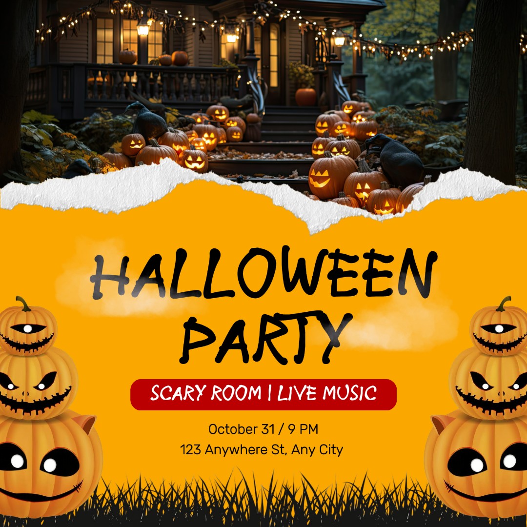 Halloween-Party-Einladung für Instagram-Post 