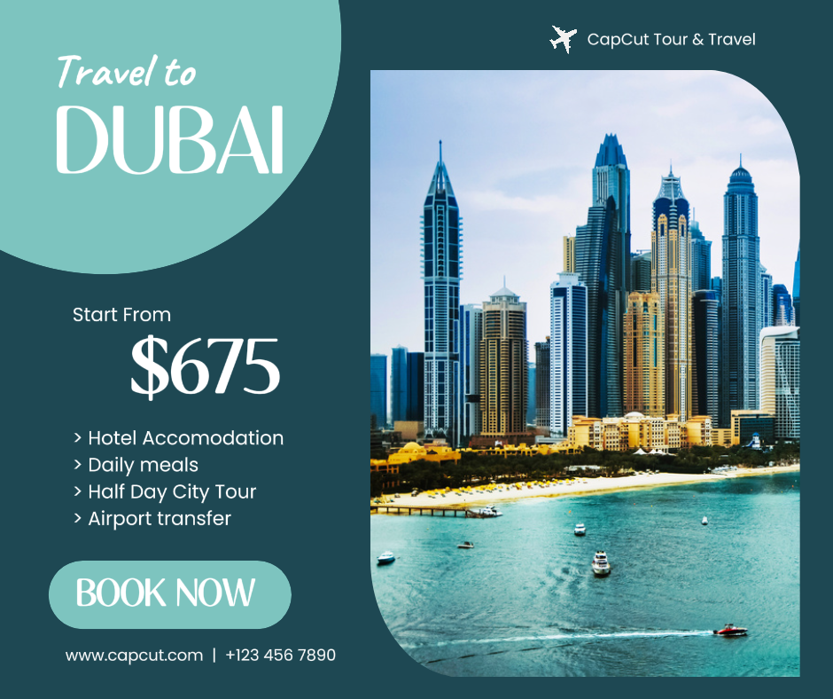 Viagem - Poster criativo Promoção Viagem para Dubai Facebook Post 