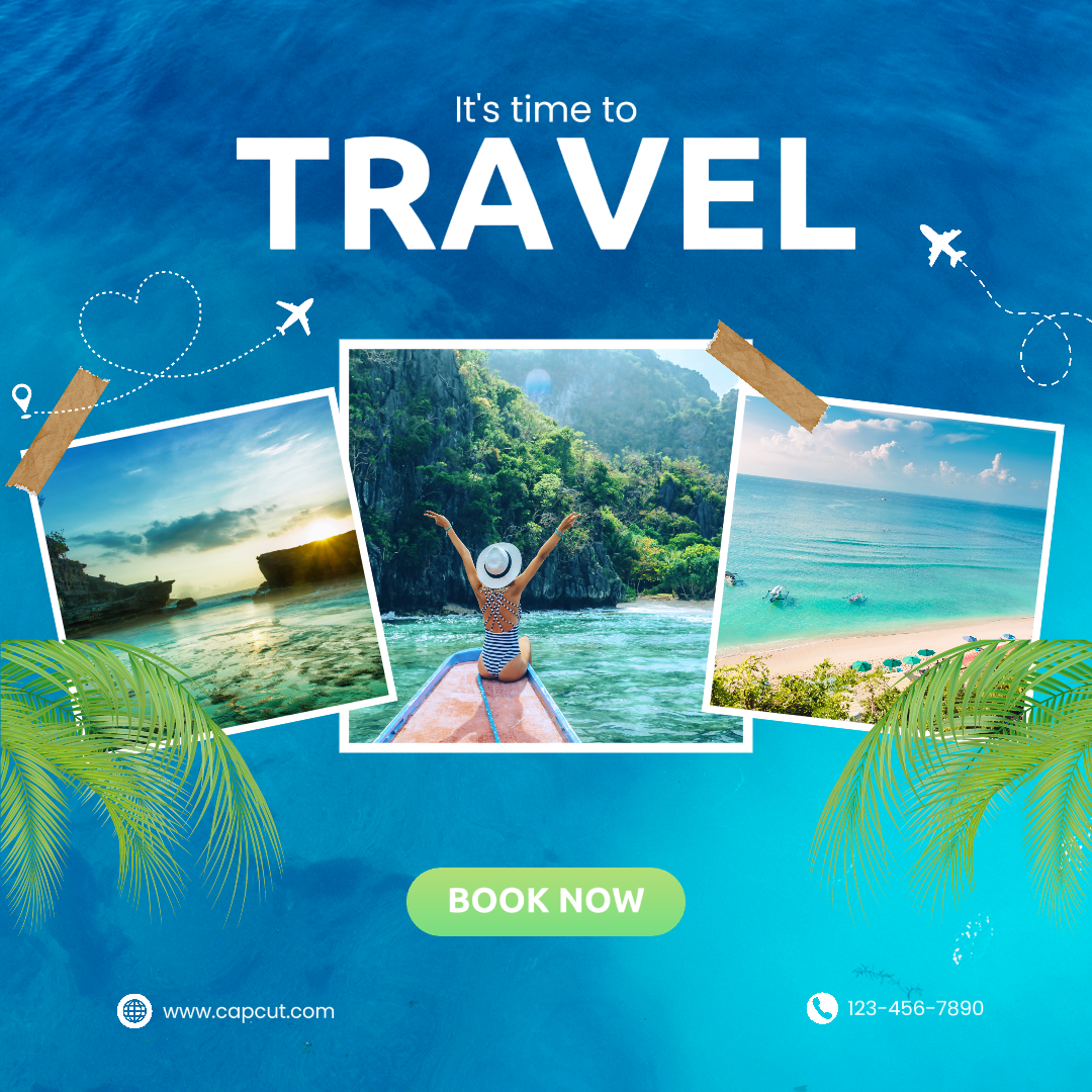 여행 마케팅 포스터 인스타그램 게시물 여행할 시간입니다