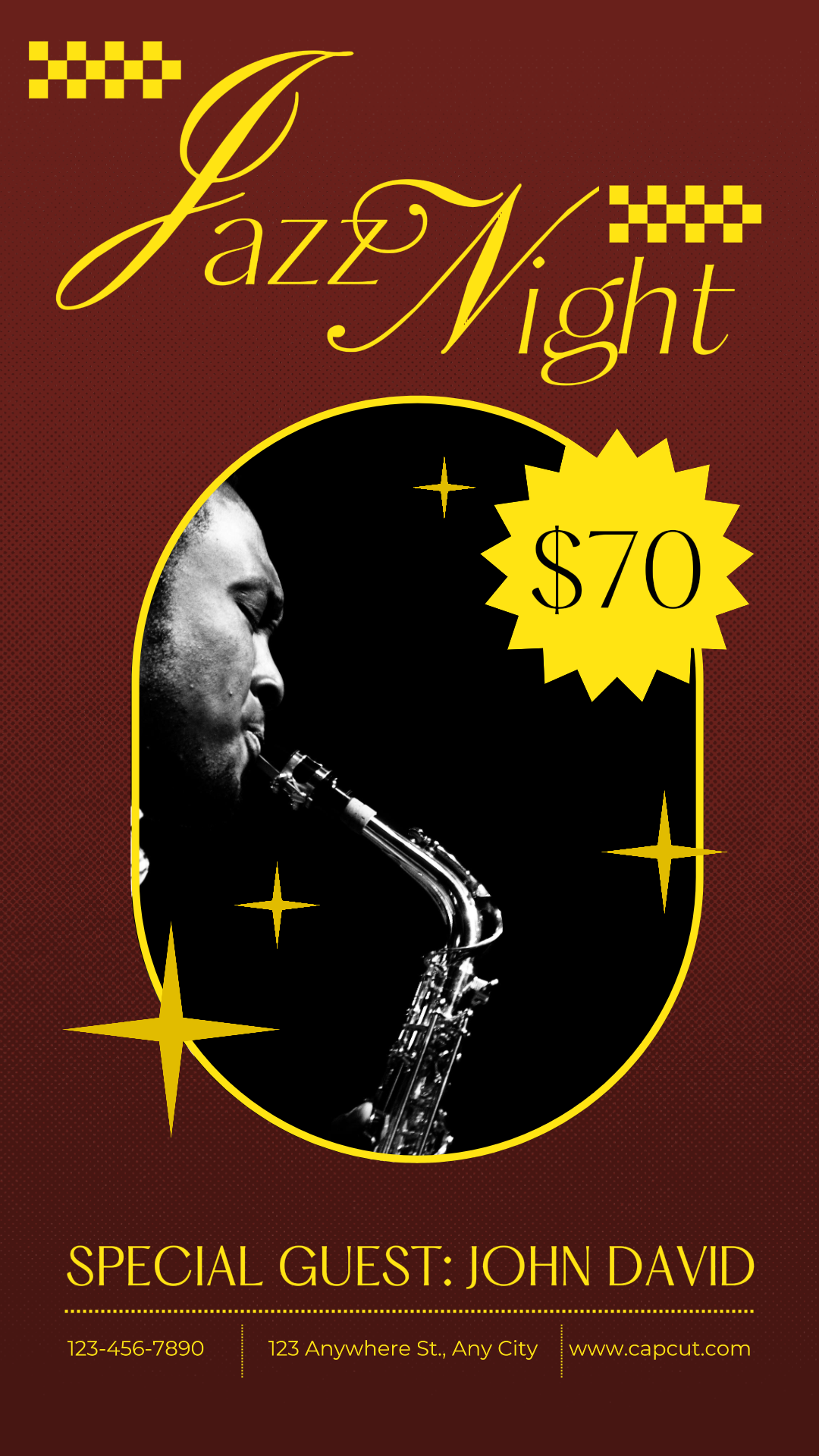 Affiche de divertissement Jazz Night Style rétro