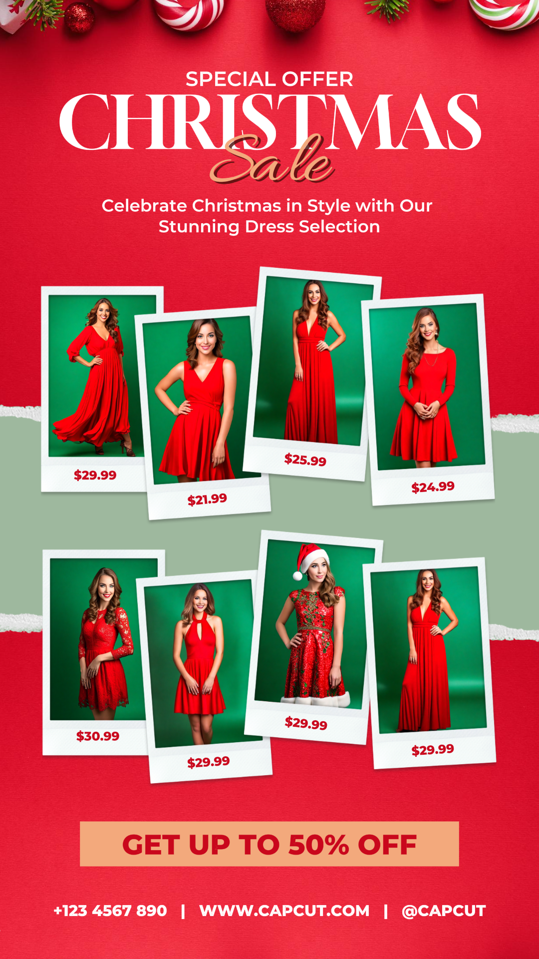 Venta De Vestidos Rojos De Mujer Especial De Navidad Para La Historia De Instagram