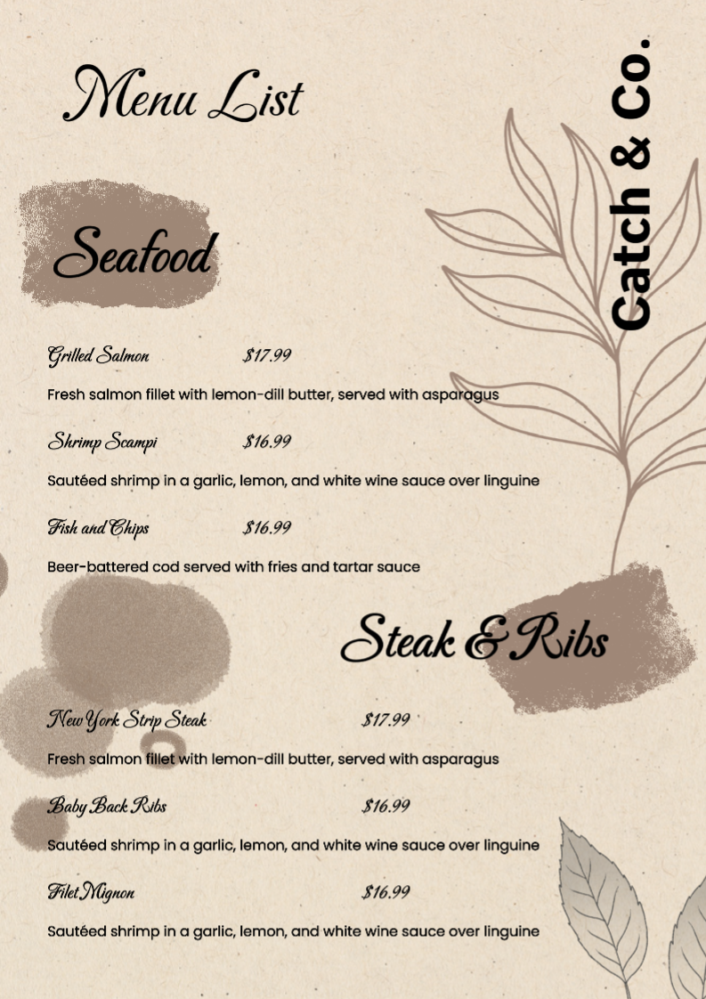 Menu Restoran Estetik Coklat