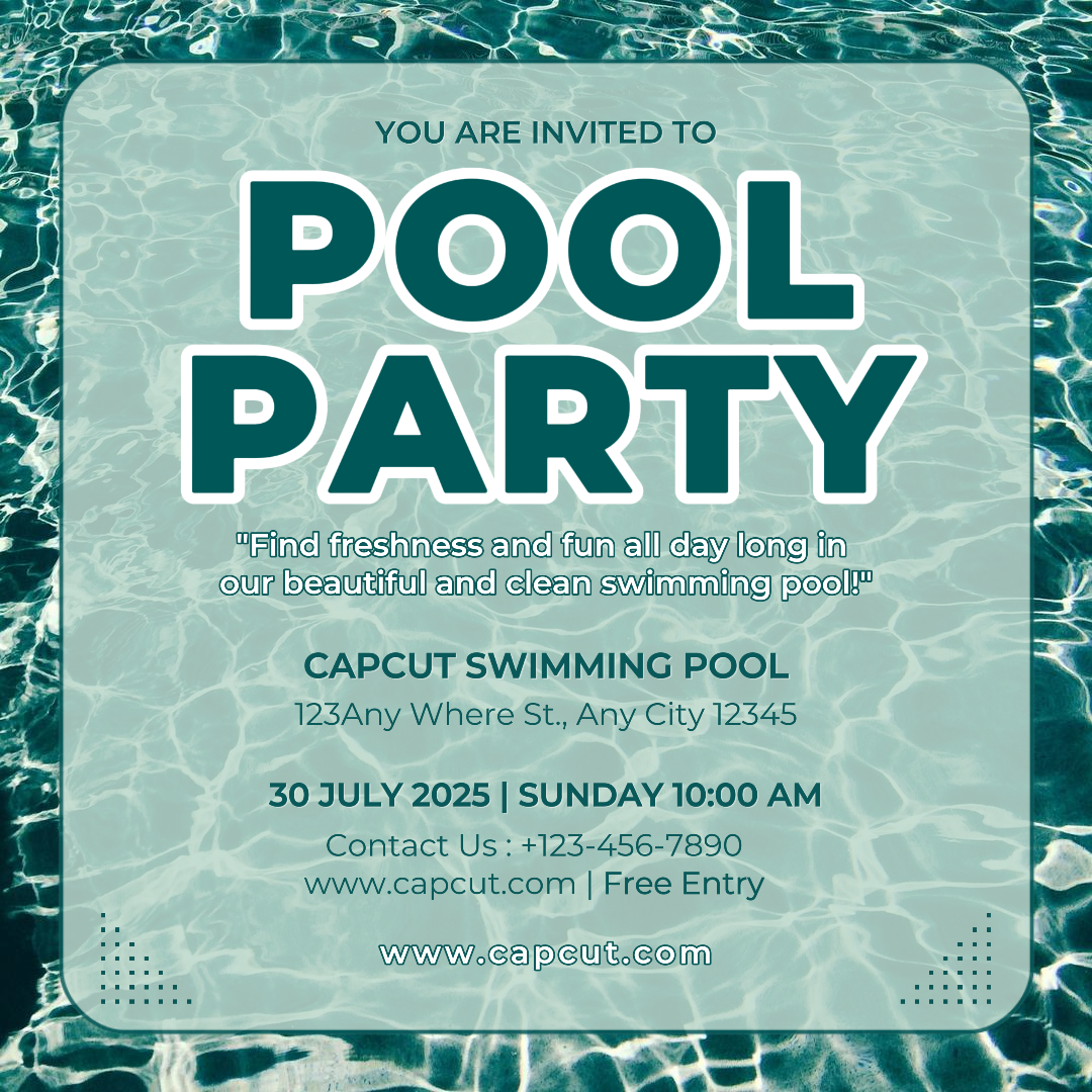 Entertainment Pool Party Instagram Post Minimalist Style