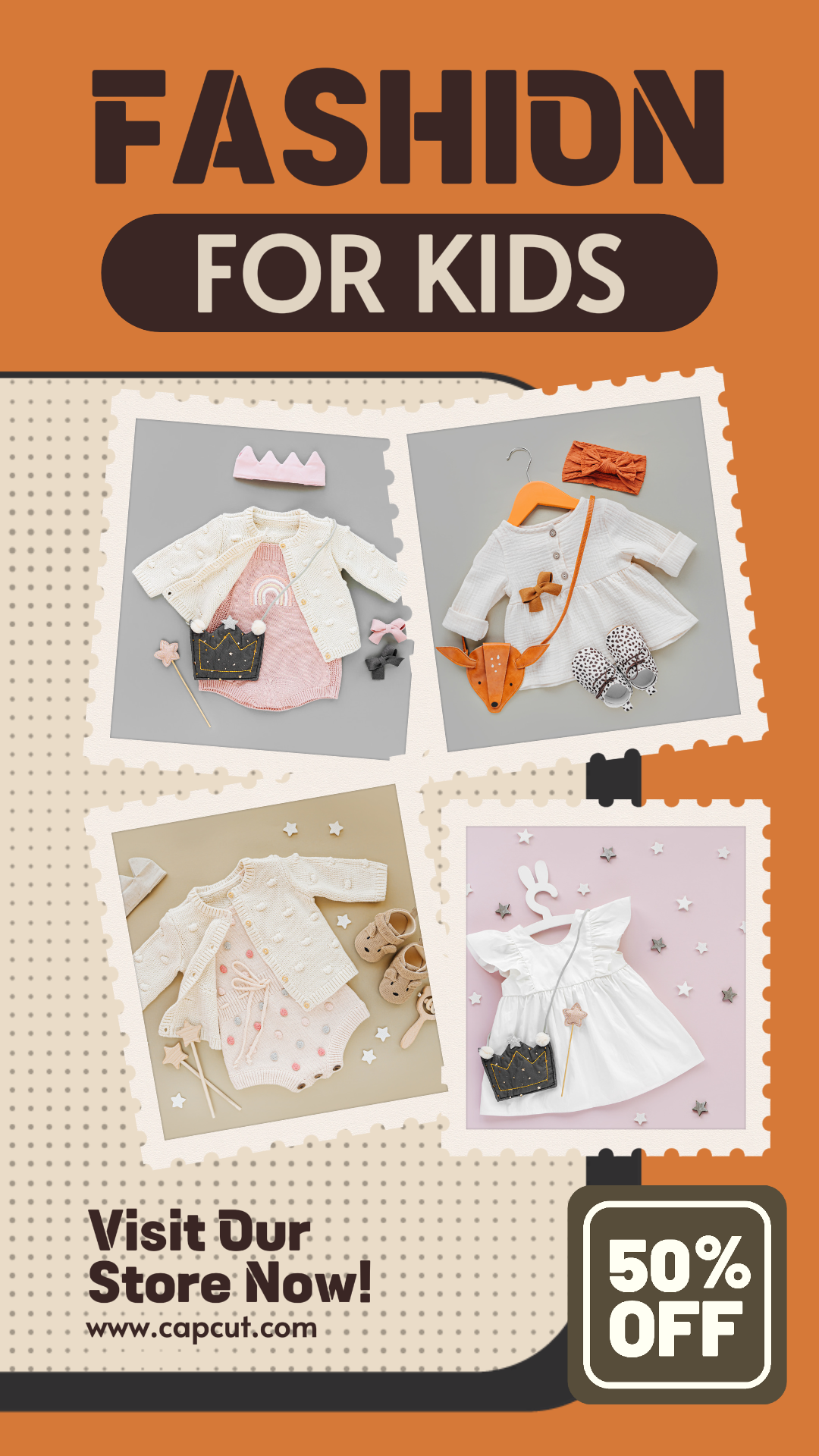 Exibição de produtos de moda para crianças