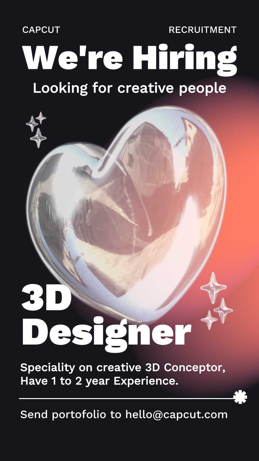 Black Bold 3D Designer Embauche Instagram Story