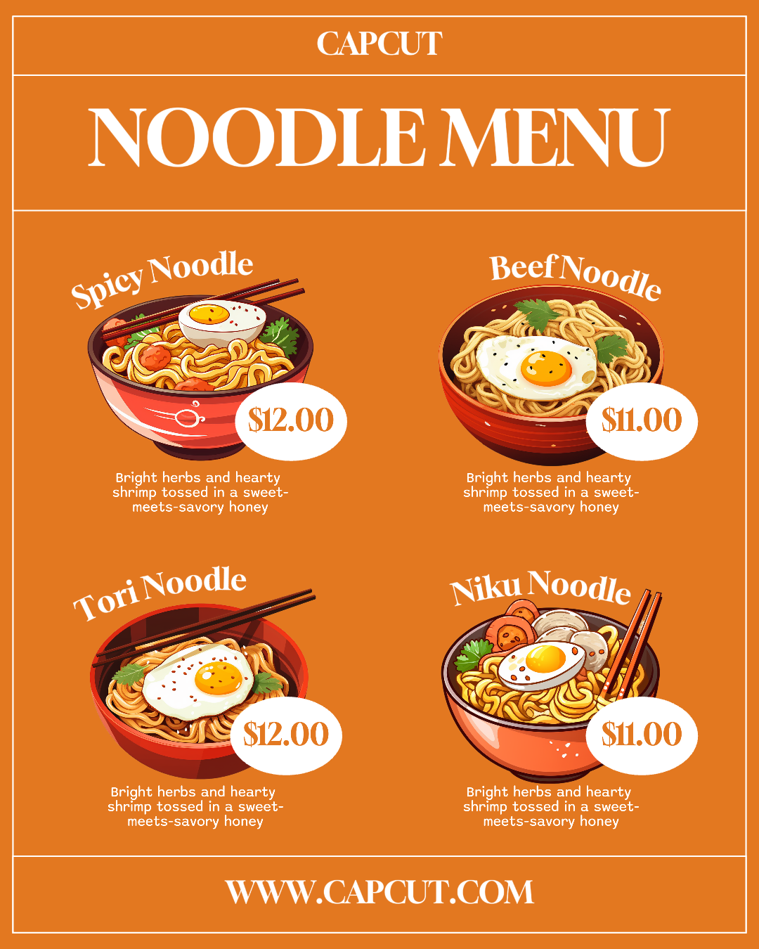 Food Noodle Menu Instagram Post