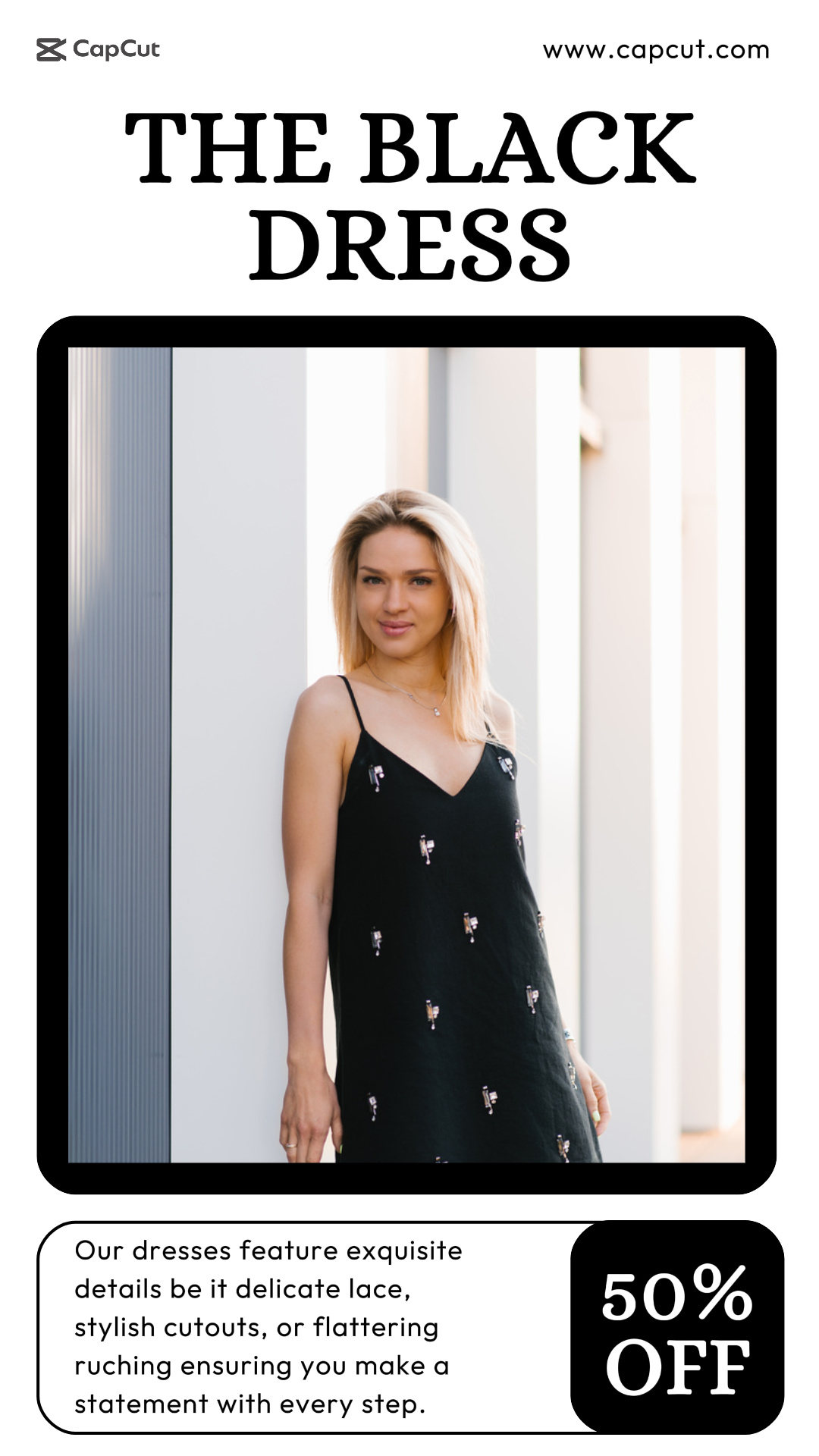 Cartel de marketing de ropa Promoción de vestido negro Historia de Instagram