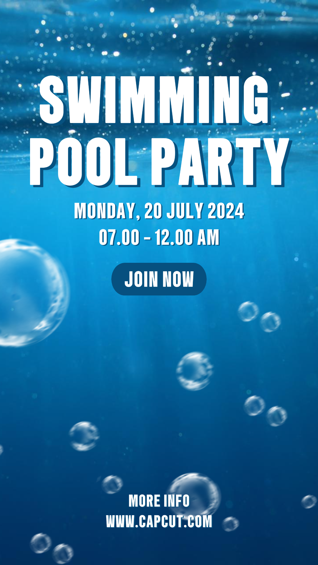 Sports and Match Marketing Poster Swimming Pool Party Instagram Story Blue