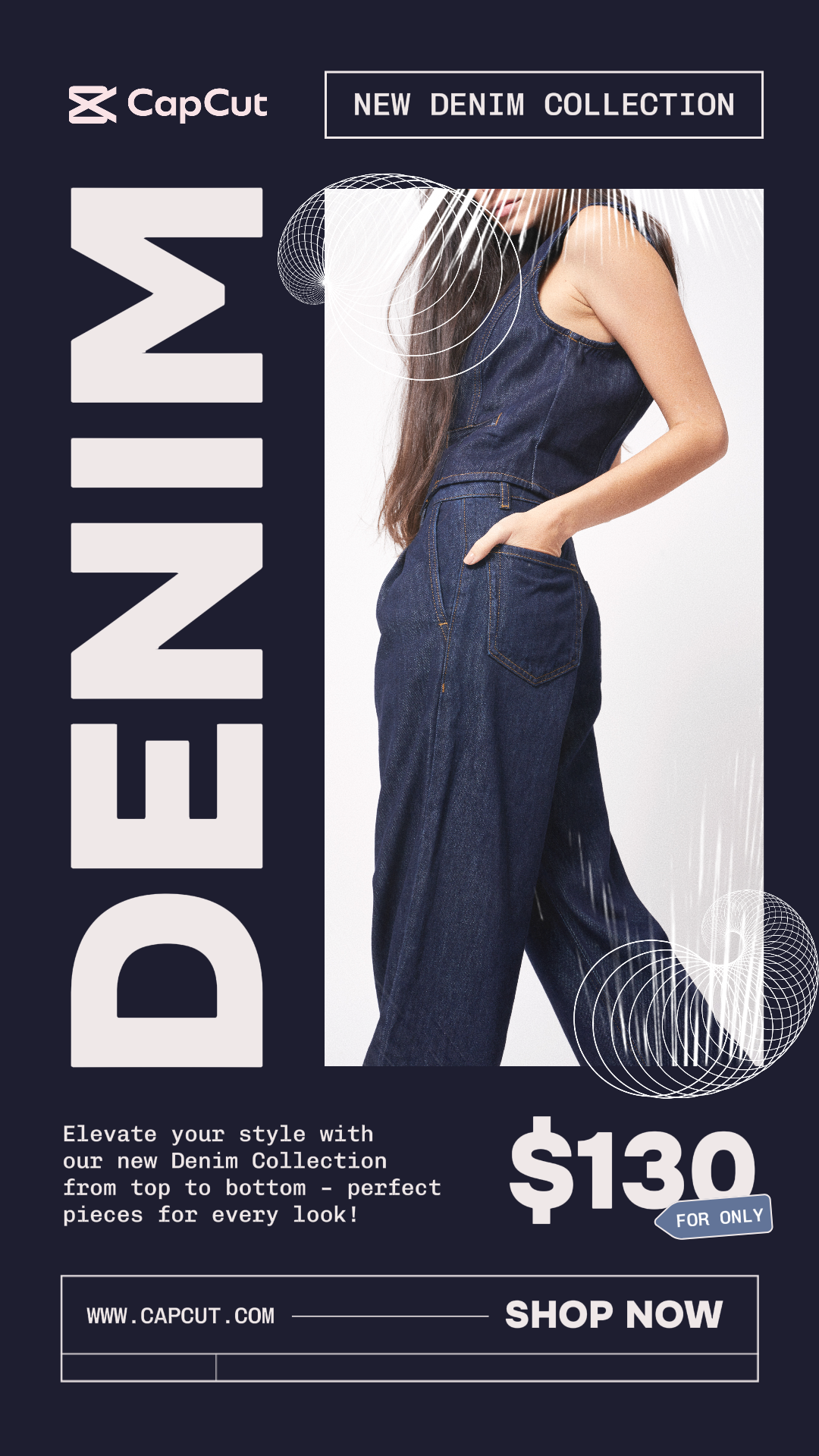 Pôster de marketing de roupas e sapatos TikTok nova coleção jeans estilo delicado