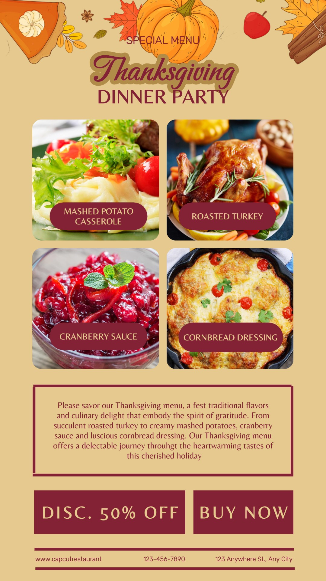 MENU SPÉCIAL DÎNER DE REMERCIEMENT INSTAGRAM S