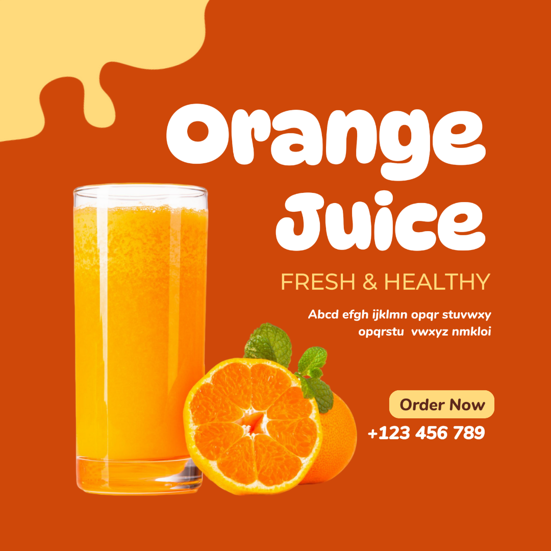 Foods&Beverage Marketing Poster Instagram Post Orange Juice