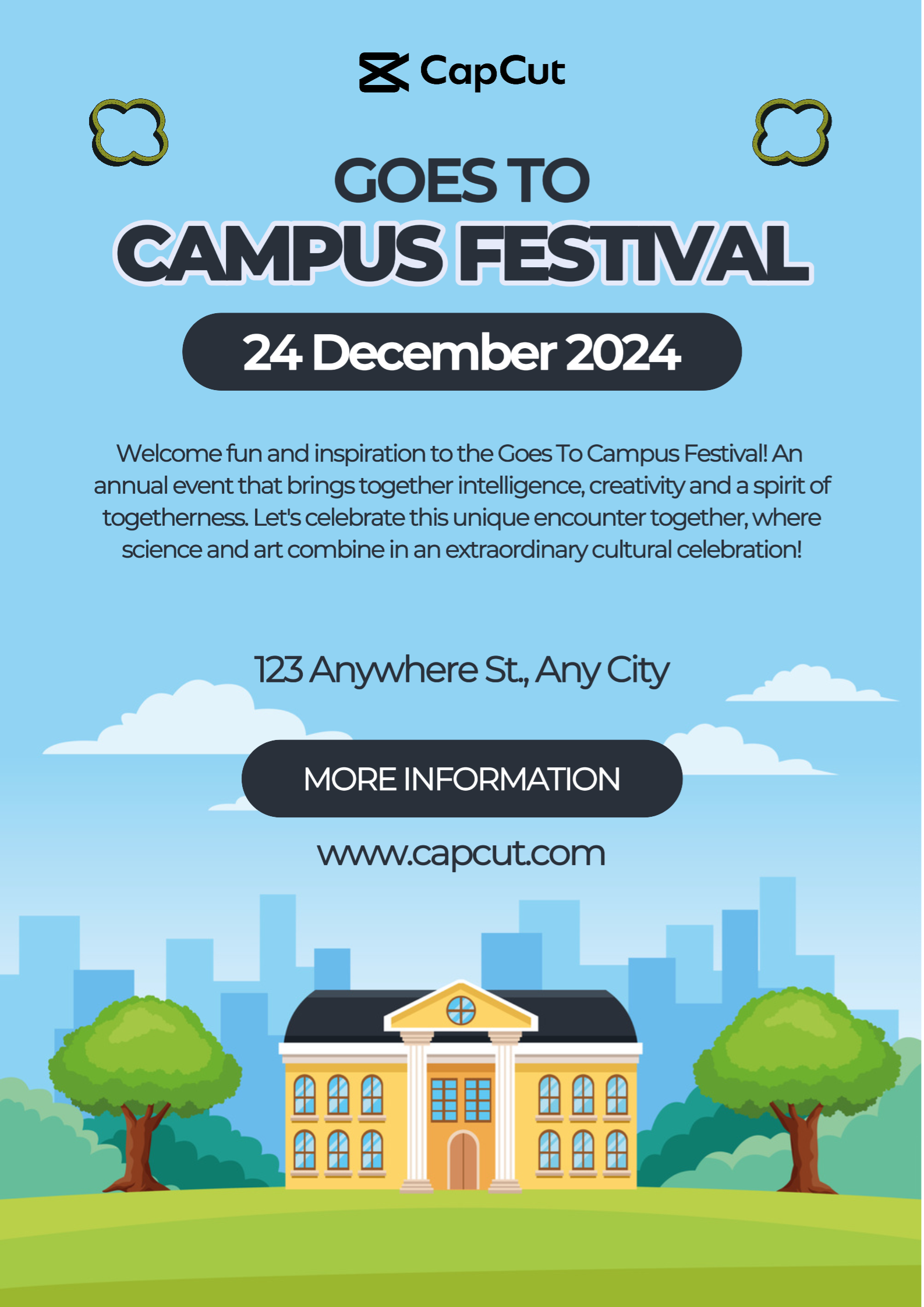 Blaues Licht Modernes Campus Festival Poster