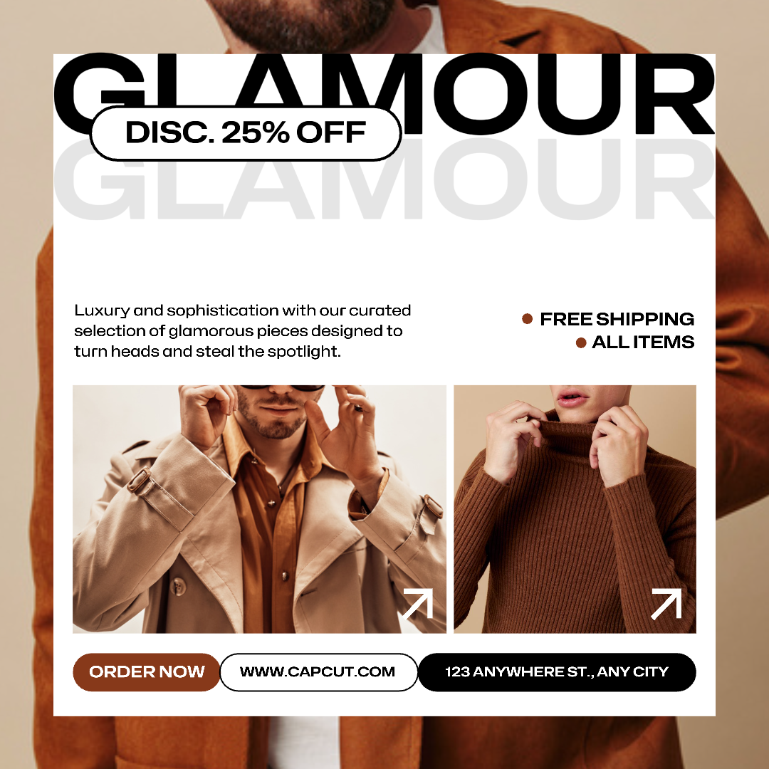 Pôster de marketing de roupas Man Fashion Promotion Instagram Post