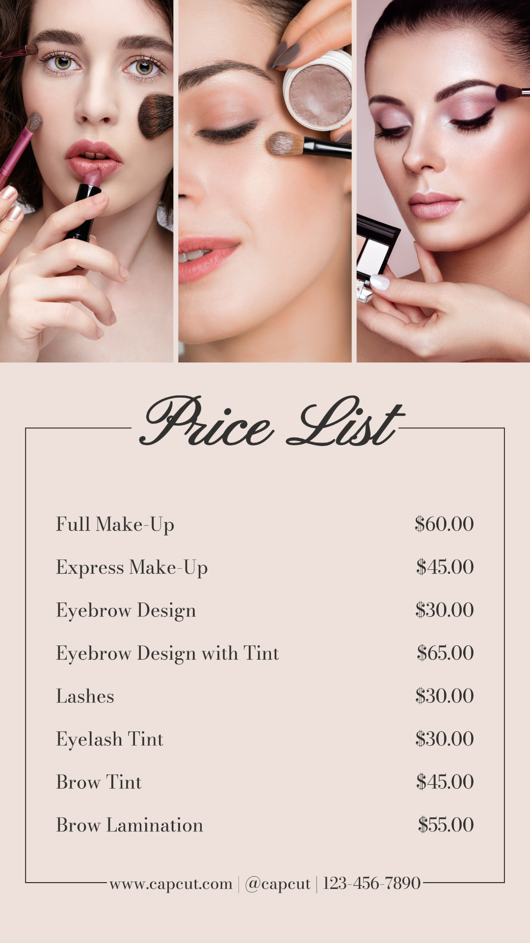 Beauty Salon Price List Instagram Story