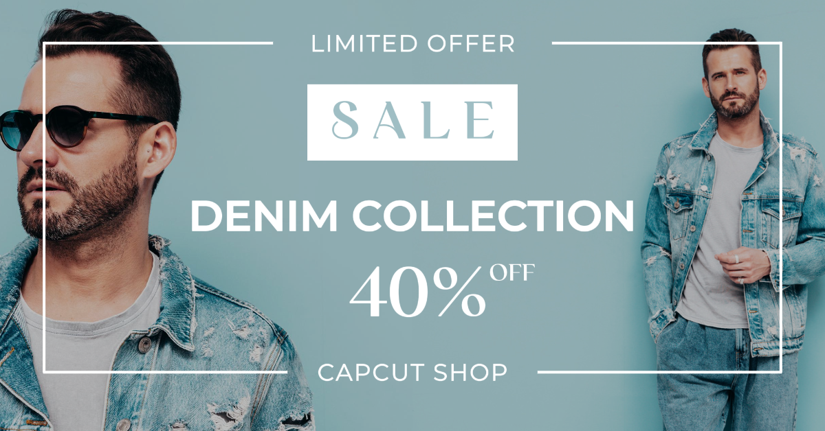 Facebook Ads Marketing Poster Vêtements Collection denim Couleur bleue