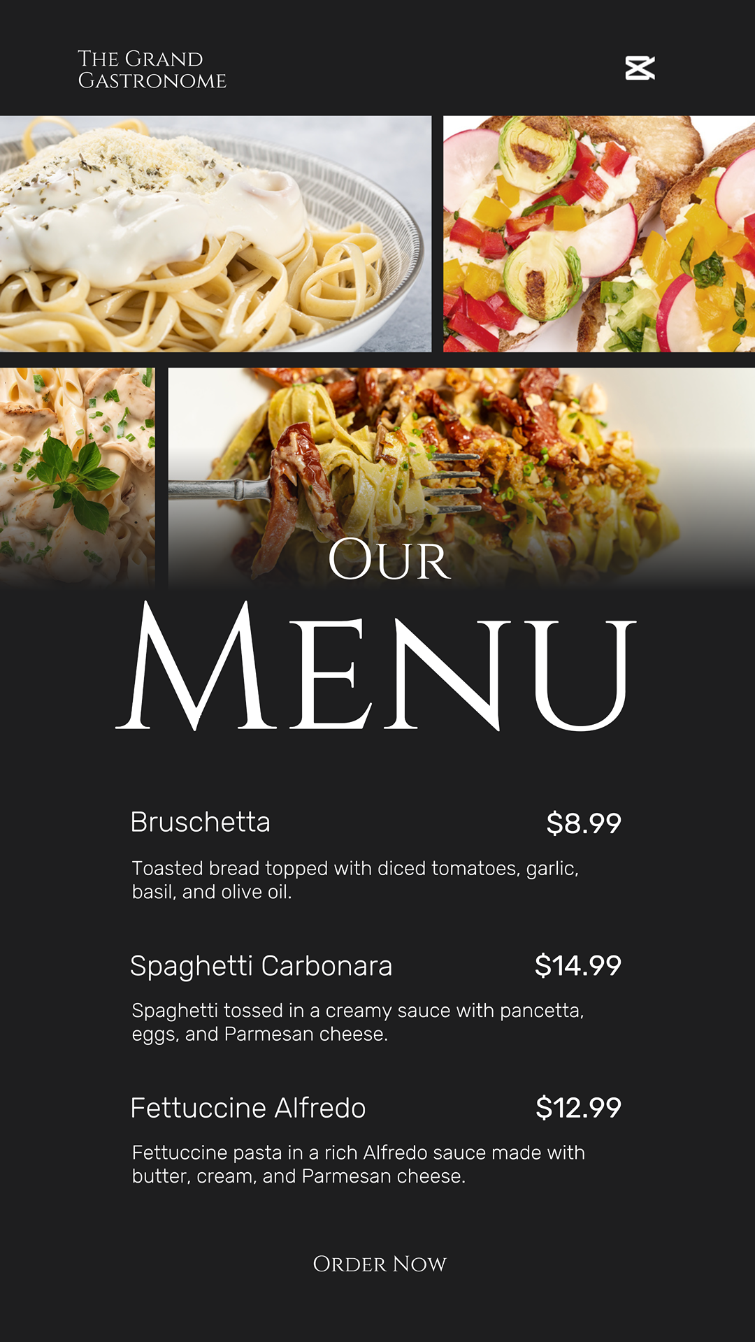 Food and Beverages Marketing Poster Menu Instagram Story Minimalist