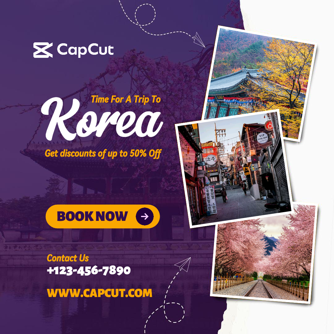 Affiche créative de voyage en corée post instagram