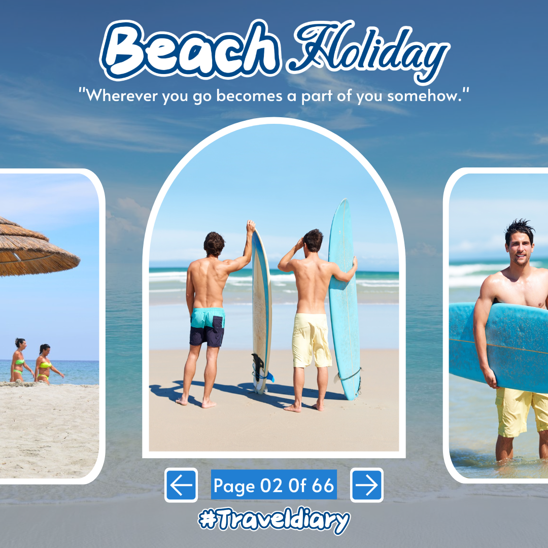 Affiche de marketing de voyage Journal de voyage Instagram post Agence de voyage post édition plage