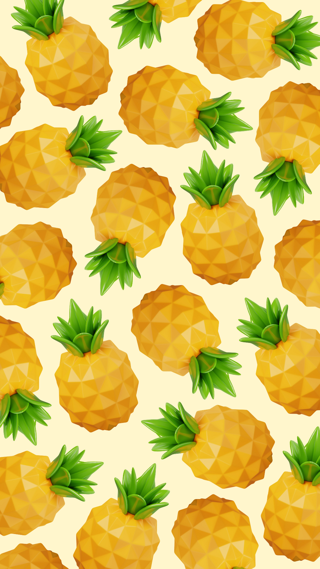 Wallpaper Pineapple Fruits 3D Cute Yellow