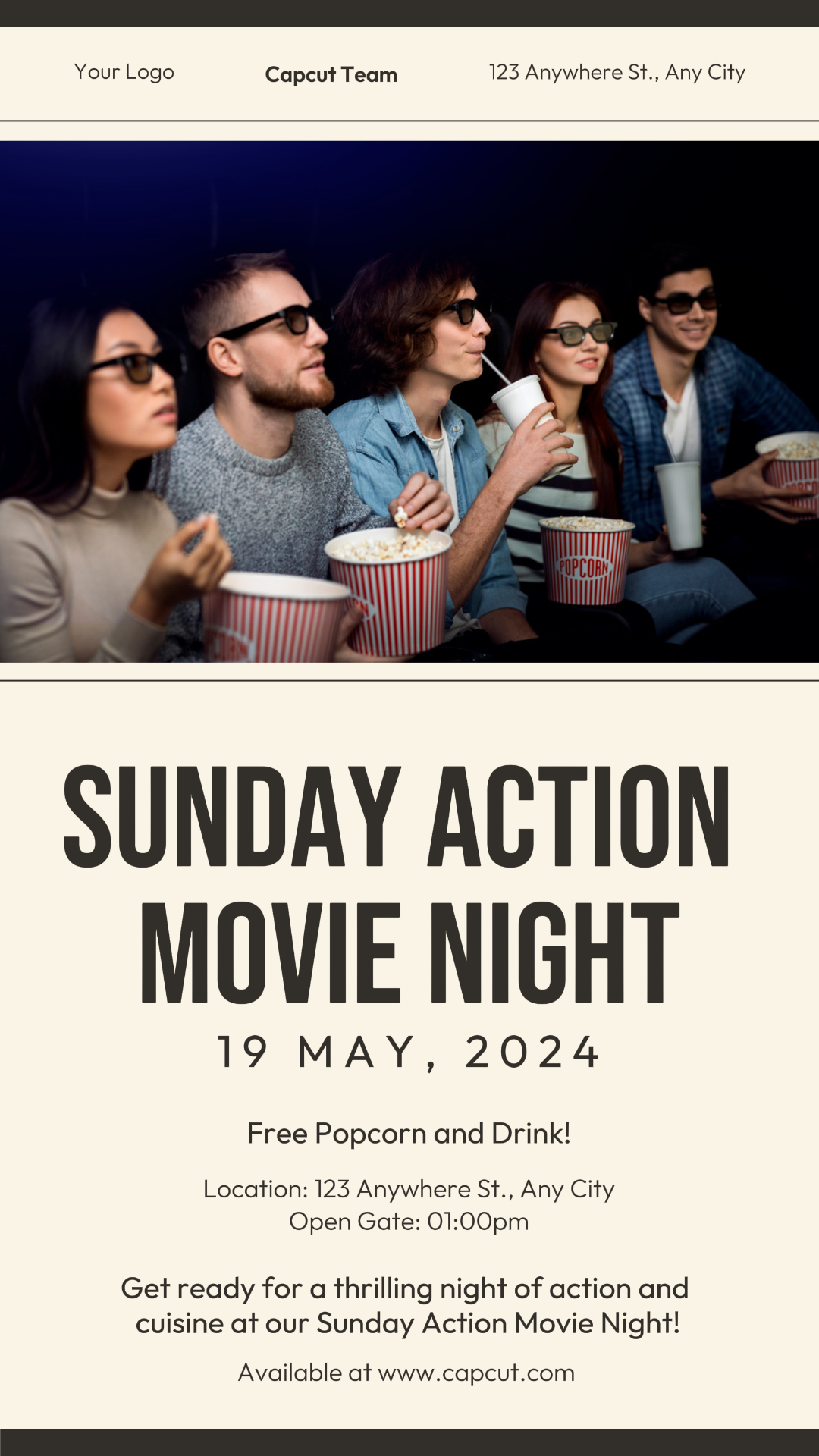 Entertainment Marketing Poster Sunday Action  Movie Night Instagram Story