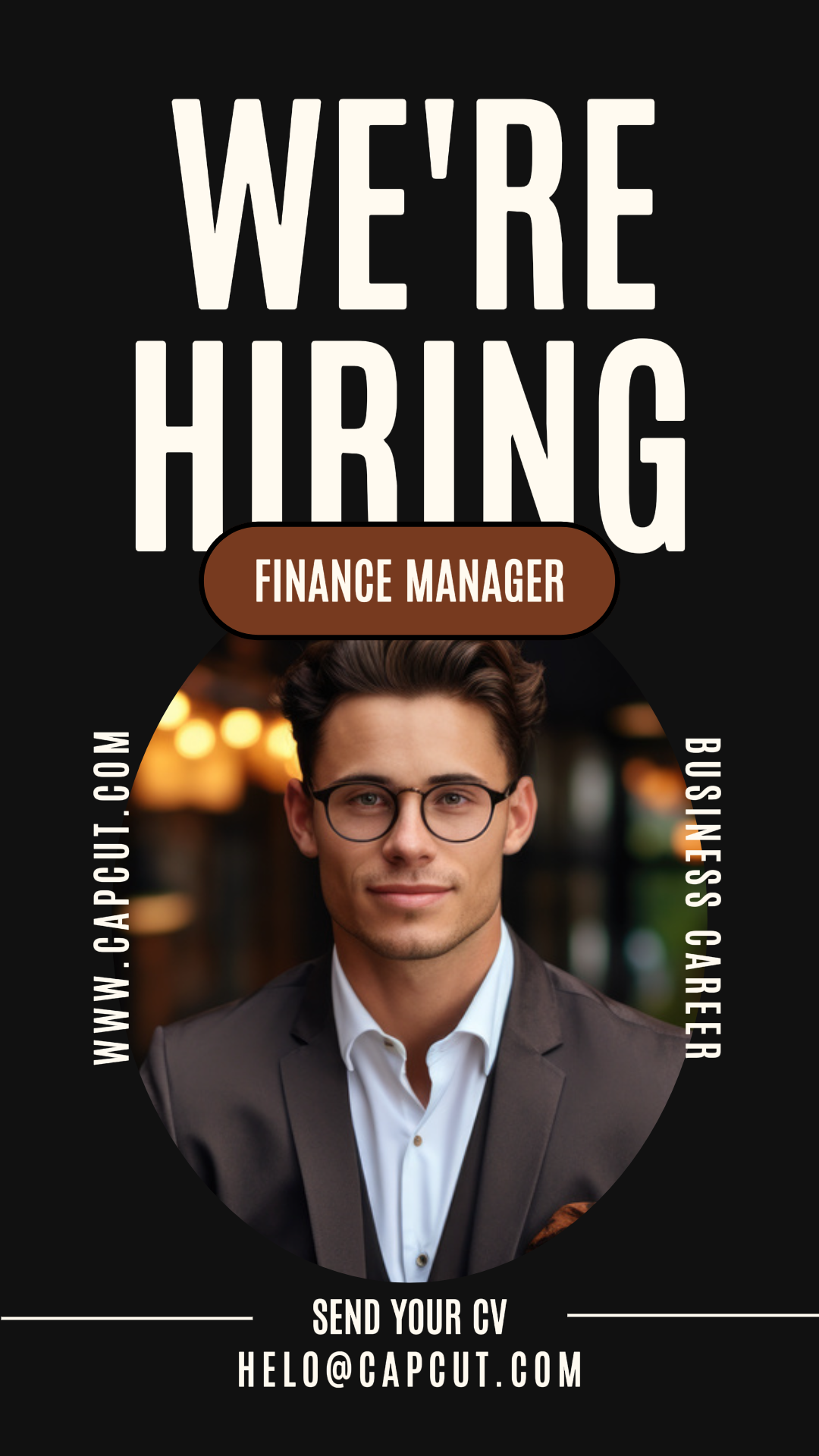 Póster Creativo Contratación de Trabajo Comercial Minimalista Oscuro