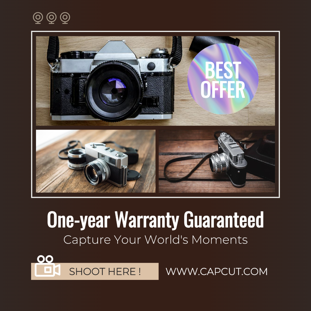 Minimalist Collage Marketing Poster Camera Promotion Instagram Post Brown Style