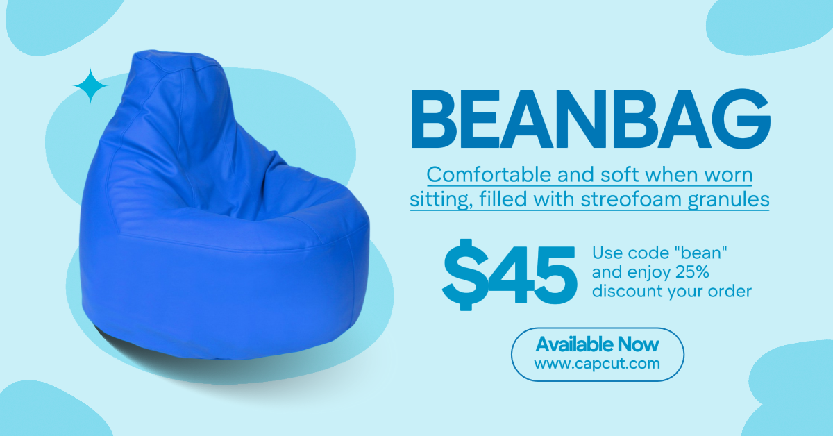 Anuncios de Facebook Cartel de marketing Bolsa de frijoles doméstica Anuncios de Facebook Publico azul