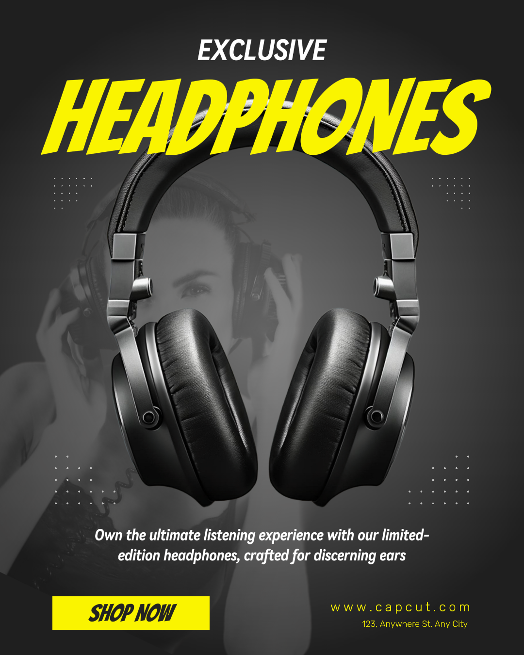 Promoção de fones de ouvido exclusivos pretos Instagram Pos